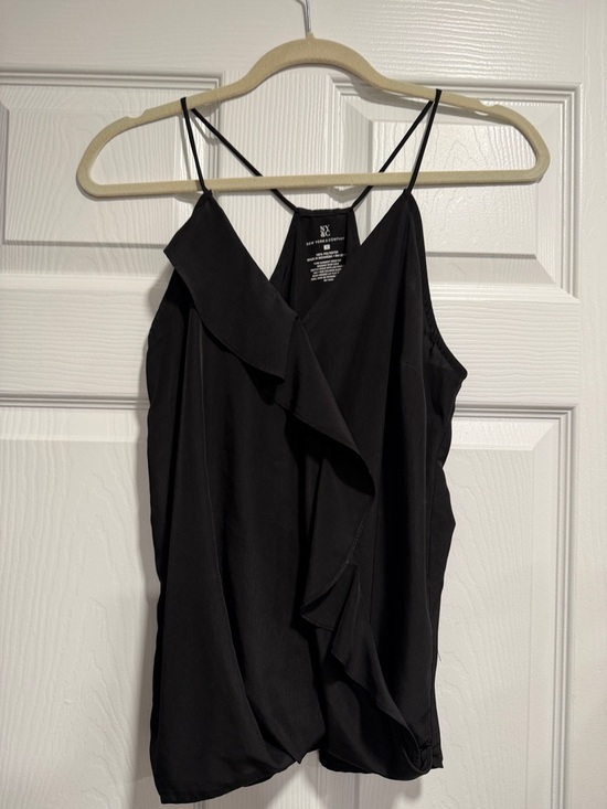 New York & Company Tops - New York & Company Black Ruffle-Front V-Neck Camisole